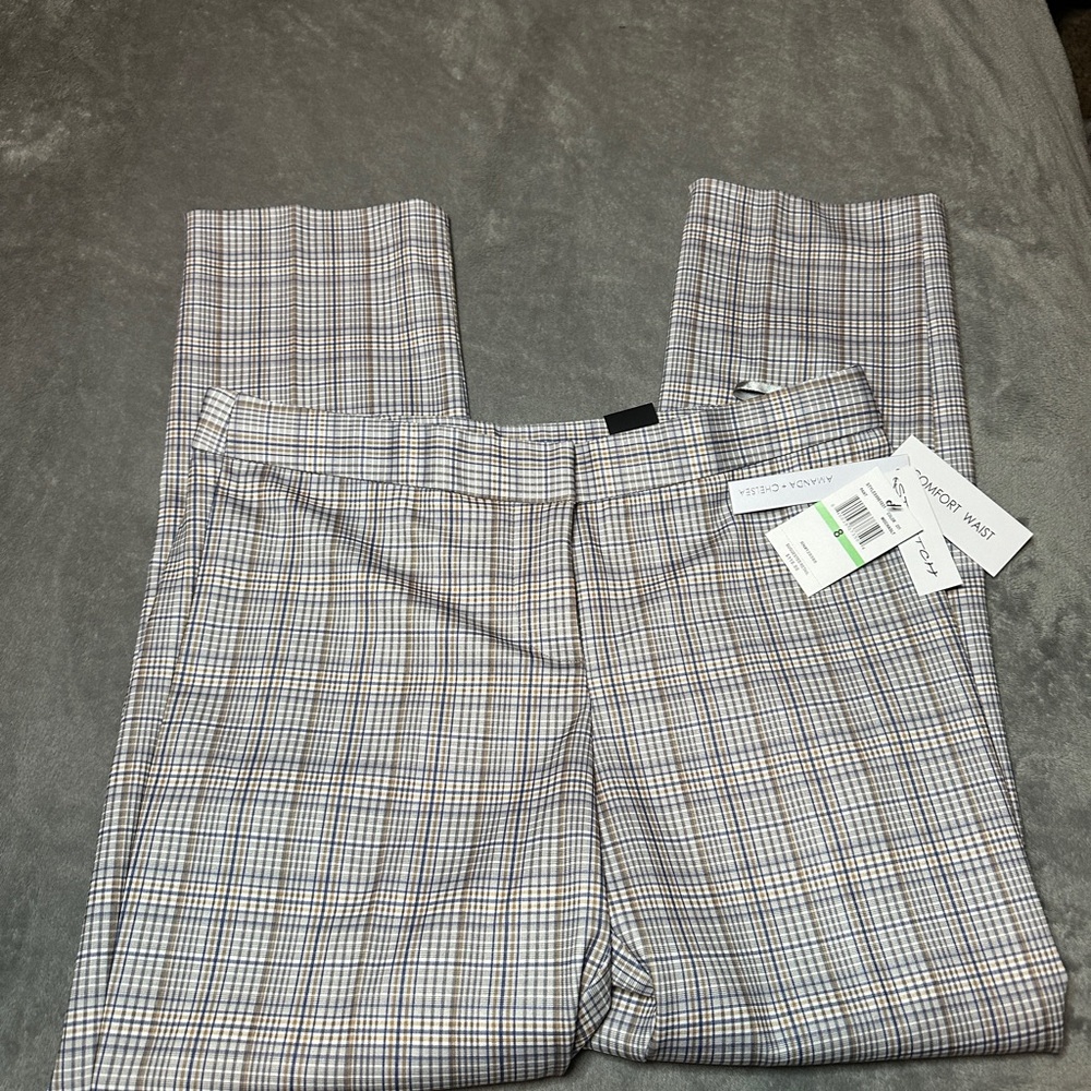 Amanda & Chelsea Checkered Dress Pants - Gray and Blue